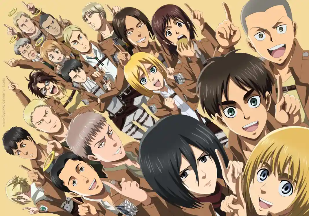 Imagem de Eren e Mikasa em Attack on Titan.