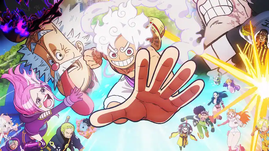 Luffy e a tripulação dos Chapéus de Palha em *One Piece*